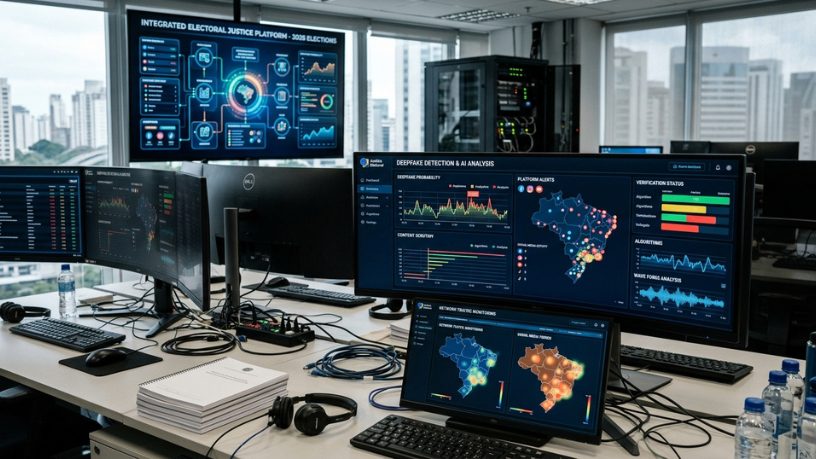 Plataformas digitais e Justiça Eleitoral ampliaram mecanismos de controle sobre IA, deepfakes e desinformação antes do primeiro turno de 2026.